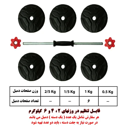 دمبل گرد قابل تنظیم وزن 6 کیلوگرم رادیس فیت مدل DVP 6-1000 one handle