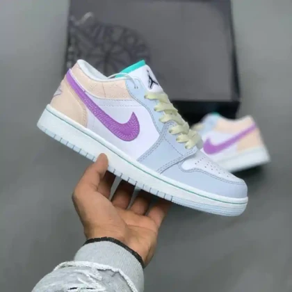 کفش نایک جردن وان سفید بنفش Nike Air Jordan 1 White Purple