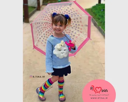 جوراب بلند رنگین کمانی بچه گانه