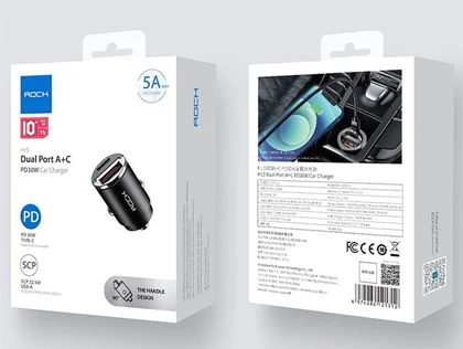 شارژر فندکی فست شارژ ماشین تایپ سی 30 وات راک h15