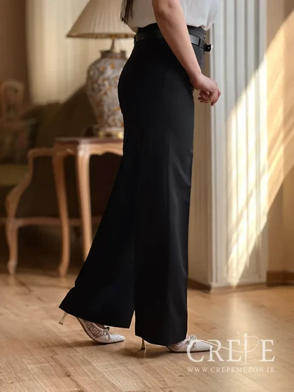 شلوار کرپ دوبل فلرکمردار قد 106