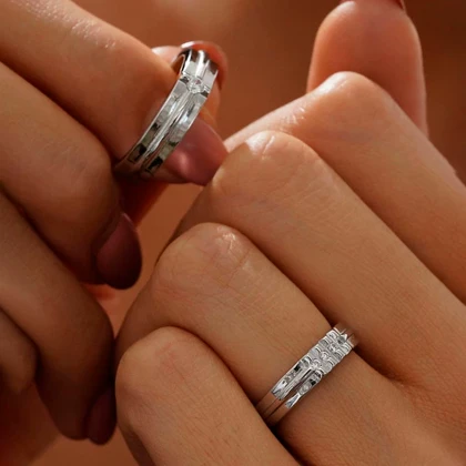 حلقه ست نقره مدرن 2206 – انگشتر ازدواج/نامزدی