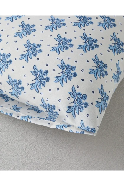 روبالشی English Home مدل Blue Bouquet پنبه‌ای