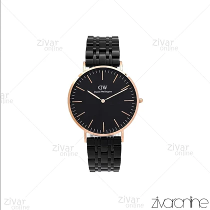 ساعت دنیل ولینگتون مردانه تمام مشکی ایندکس رزگلد 106329