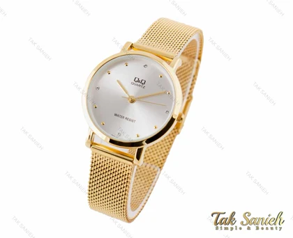 ساعت کیو اند کیو زنانه طلایی بند حصیری QQ-3389-L