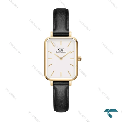 ساعت زنانه مستطیلی دنیل ولینگتون طلایی بند چرم DW-6651-L
