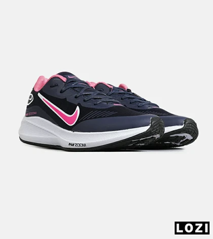 کفش کتانی مردانه و زنانه سرمه ای صورتی NIKE Air Zoom مدل 7747