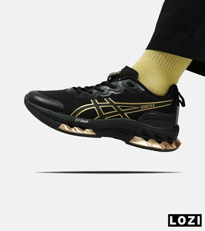 کفش کتانی مردانه مشکی طلایی ASICS GORETEX
