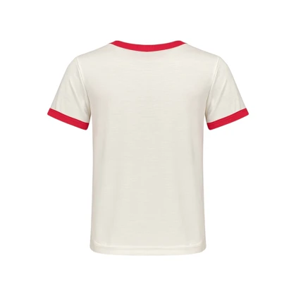 ست تیشرت آستین کوتاه و شلوار دخترانه مدل پاپیون PJ1174 رنگ شیری