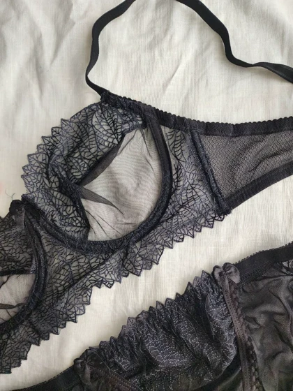 ست سوتین و شورت تمام تور فنردار برند HR کد: 8787