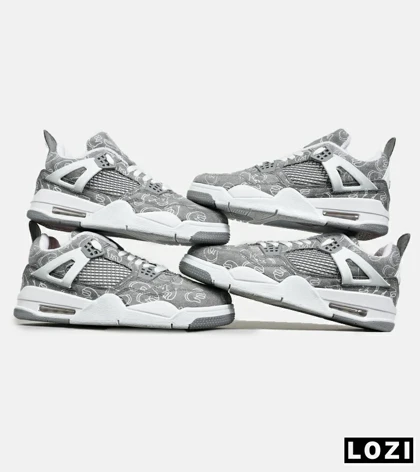 کفش کتانی ساق‌دار مردانه و زنانه طوسی Jordan 4 x Kaws