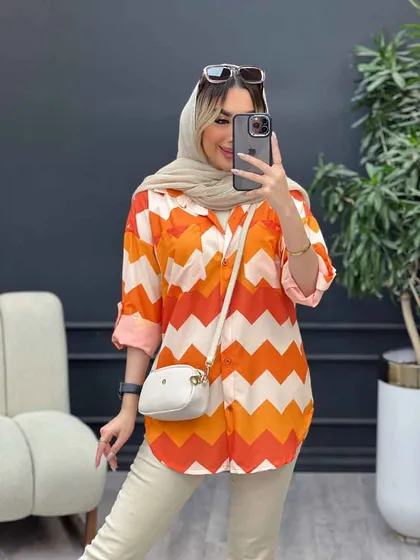 شومیز دو جیب طرح دار