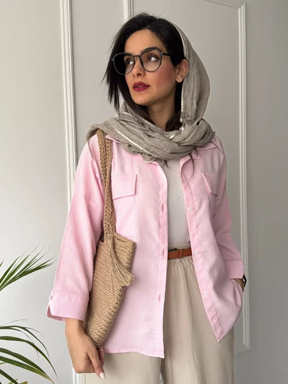 مانتو راه راه رز