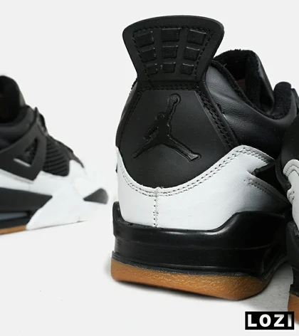 کتانی ساق‌دار زنانه و مردانه مشکی سفید Nike air jordan 4 مدل 6466