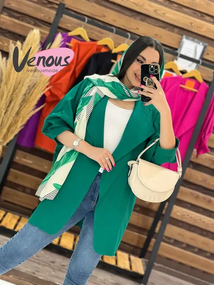 مانتو لینن کتی یقه آمریکایی