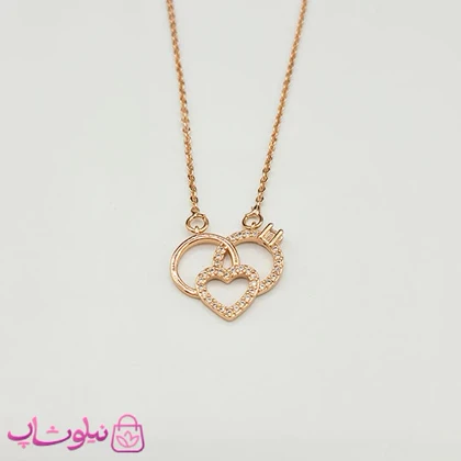 گردنبند زنانه ظریف استیل مدل قلب رزگلد کد 120