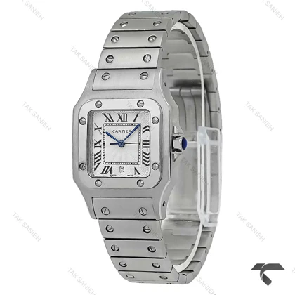 کارتیر سانتوز زنانه استیل صفحه سفید مدیوم Cartier-5958-L