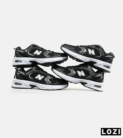 کفش کتانی زنانه و مردانه مشکی سفید NEW BALANCE 530 مدل 6626