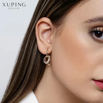 گوشواره حلقه‌ای دو حالته نگین‌دار ژوپینگ با طراحی بی نظیر