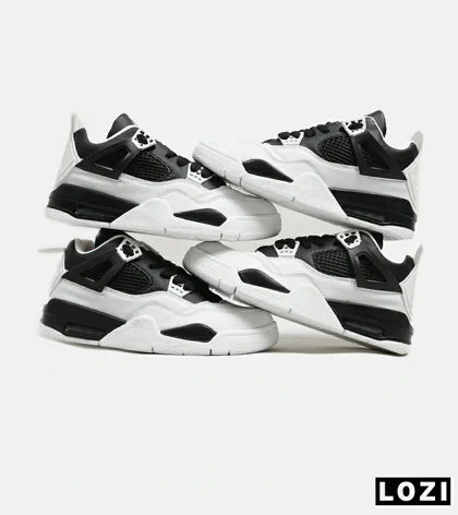 کتانی ساق‌دار بزرگ پا سفید مشکی Nike air jordan 4