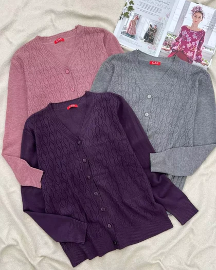 ژاکت بافت جلو دکمه گپ کد 5482