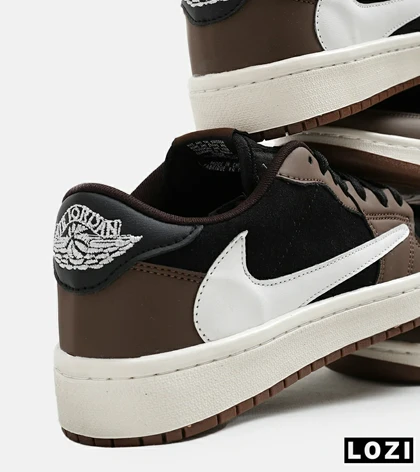 کفش کتانی مردانه قهوه ای مشکی سفید NIKE travis scott