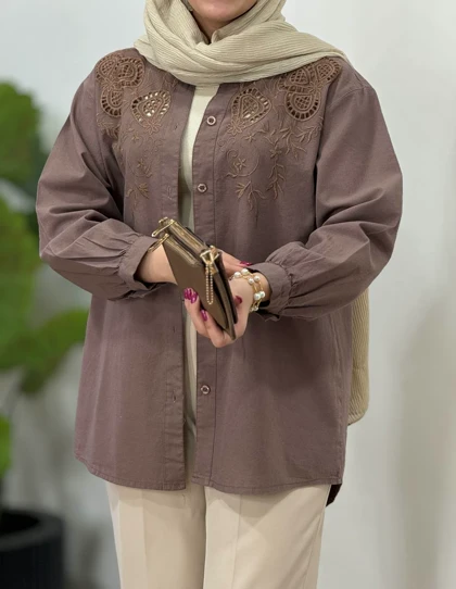 مانتو لینن پنبه سوزندوزی