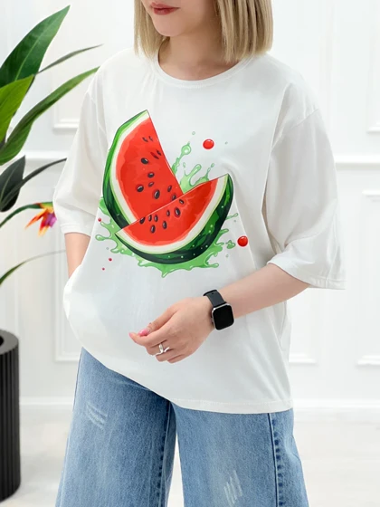 تیشرت سفید تابستانه زنانه ترنم