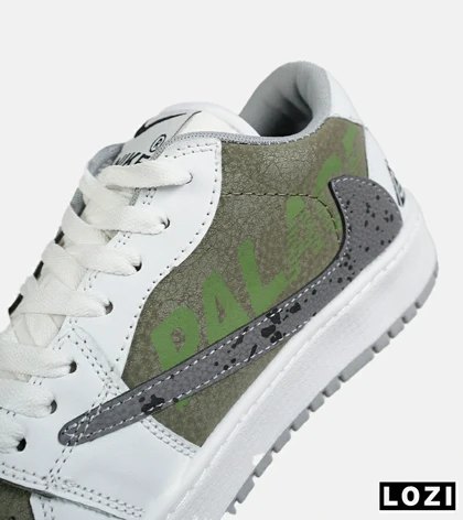 کفش کتانی مردانه و زنانه سفید طوسی سبز NIKE travis scott مدل 8317