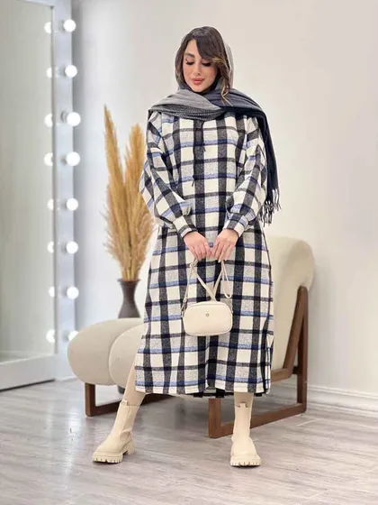 پیراهن بلند چهارخونه کلاهدار