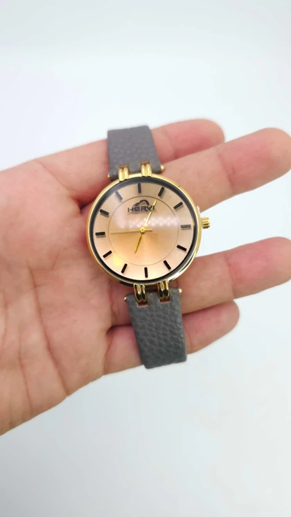 ساعت مچی زنانه هری Heryi 4072 با بند چرم و موتور کوارتز