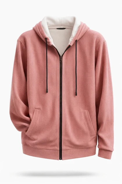 سویشرت فوتر پشمی کبریتی تمام خز کبریتی صورتی خاص با عالی ترین کیفیت قواره دار لانگ