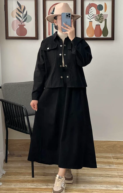 ست کت و دامن کتان کد 3222