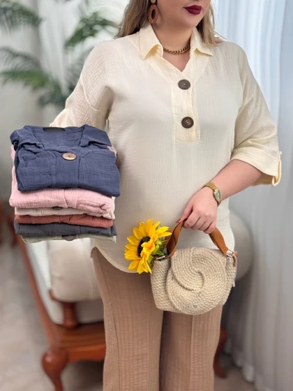 تونیک دبل فیس دکمه چوبی 3320