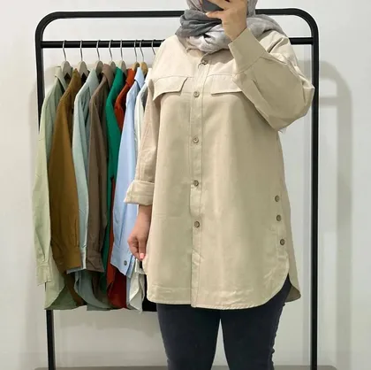 مانتو کتان بغل دکمه کد 76011