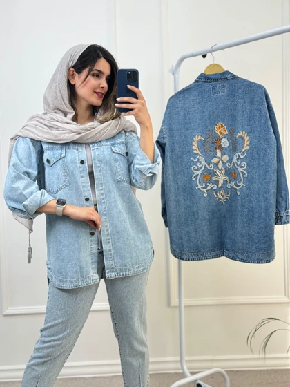 مانتو جین گلدوزی آنیل