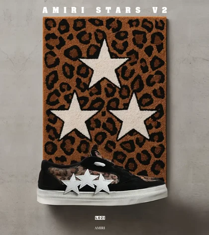 کفش اسنیکرزمشکی نارنجی سفید Amiri Stars v2 مدل 7072