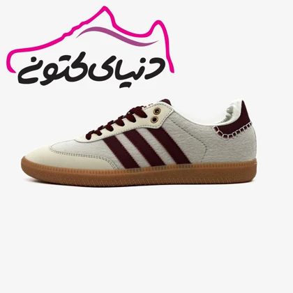 کتانی آدیداس سامبا سفید زرشکی مخمل اورجینال
