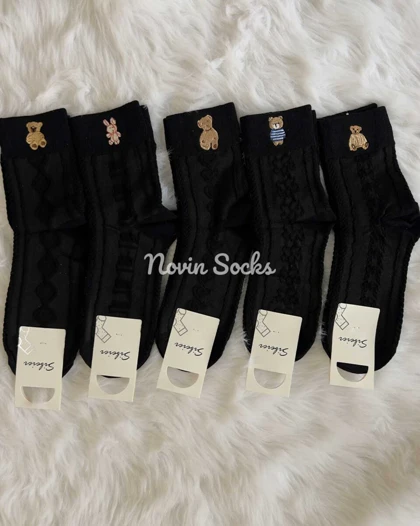 جوراب نیم ساق گلدوزی خرسی