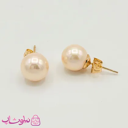گوشواره میخی ژوپینگ مدل مروارید گلبهی