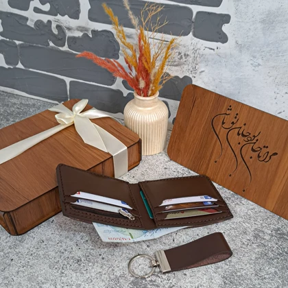 کیف پول چرم جیبی مردانه مدل 2لت قهوه ای ساده