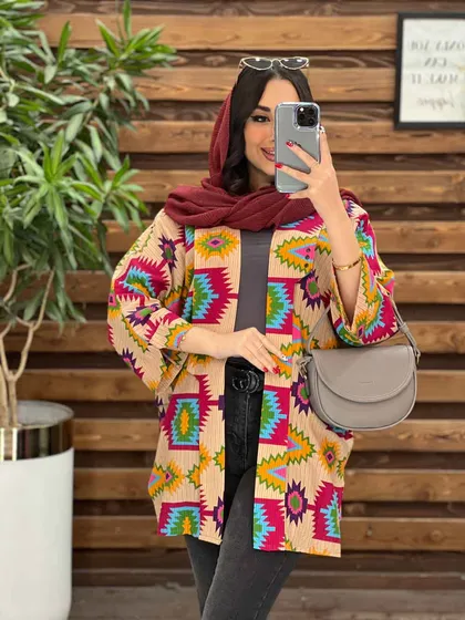 مانتو لینن طرح دار کوک دوزی