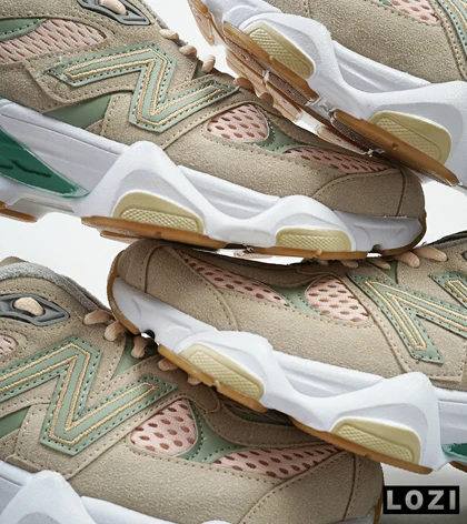 کفش کتانی بزرگ پا طوسی سبز گلبهی NEW BALANCE 9060