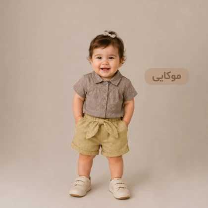 تیشرت شلوارک دخترانه نگین‌دار گلدن