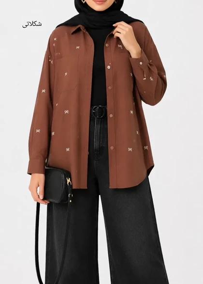 مانتو لینن گلدوزی پاپیون