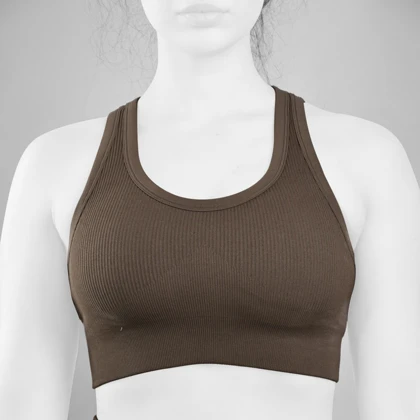 ست نیم‌تنه و کشاله بند ورزشی زنانه مدل YJ077 قهوه ای