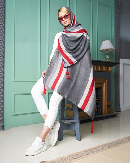 شال وسط ساده حاشیه‌دار پاییزه