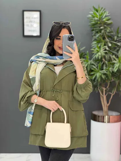 مانتو کلاهدار جلوزیپ