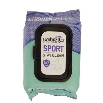 دستمال مرطوب پاک‌کننده بهداشتی دست و صورت آمبرلا مدل Sport مناسب انواع پوست بسته 50 عددی