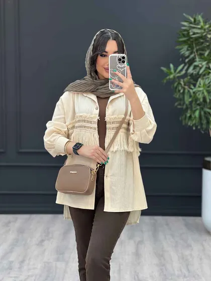 مانتو لینن نچرال ریش دوزی